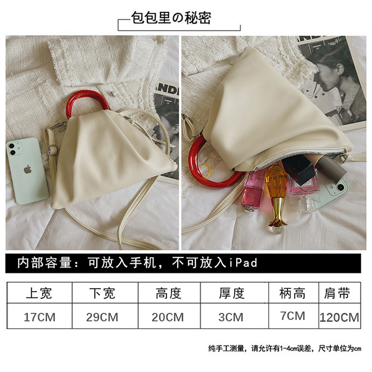 Wholesale New Pleated Hand-held Contrast Color Messenger Bag Nihaojewelry display picture 16