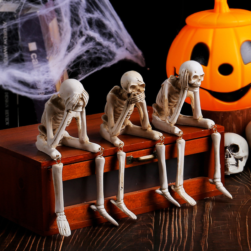 Cross-border Halloween Skull Resin Ornaments Ghost Festival Atmosphere Don't Listen, Don't Look, Don't Say Skull Skeleton Craft Ornaments Cross-border Halloween Skull Resin Ornaments Ghost Festival Atmosphere Don't Listen, Don't Look, Don't Say Skull Skeleton Craft Ornaments