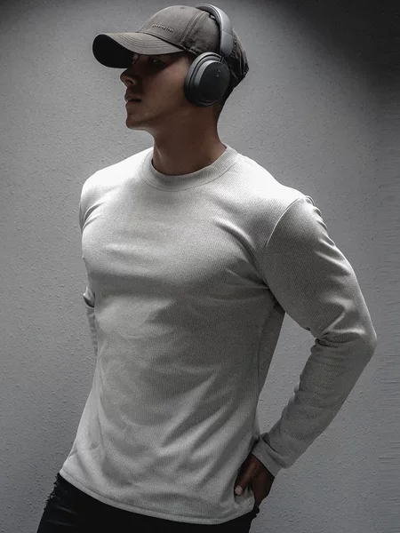 Autumn and Winter Fitness Clothing Men's Warm Sports Long Sleeve Breathable Elastic Solid Color All-match Fitness Outdoor Base Crewneck Sweat