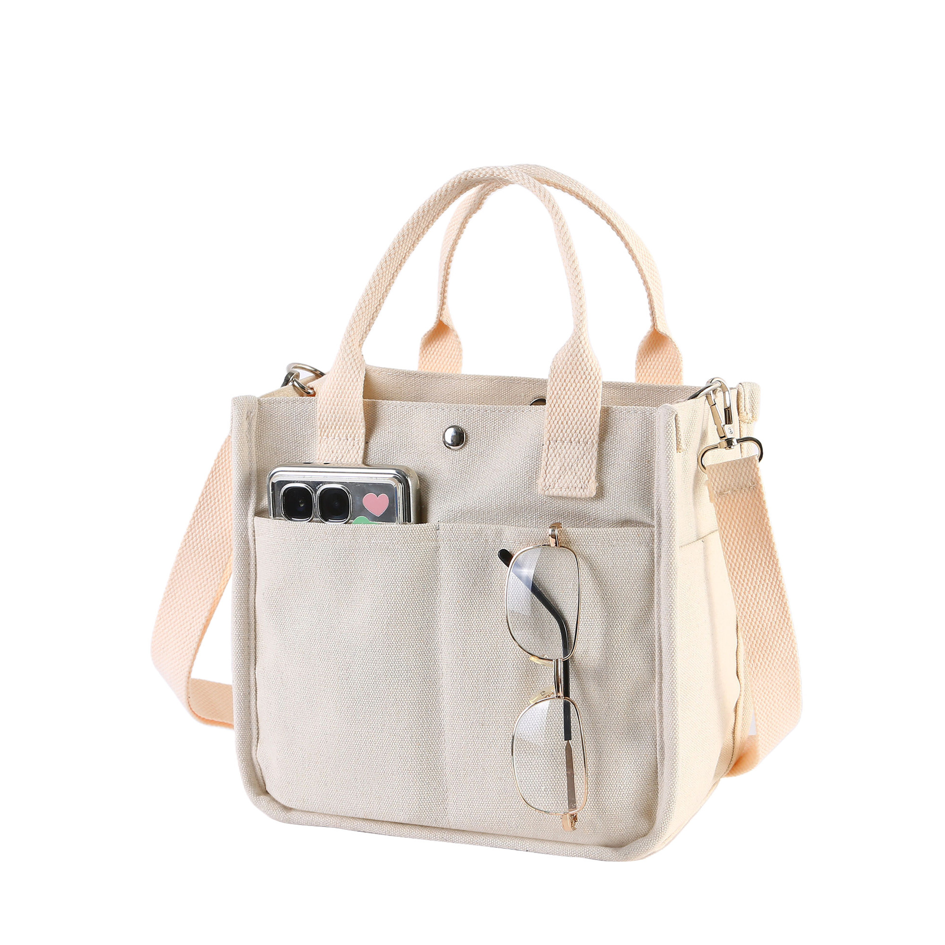 Explosión transfronteriza tridimensional multi-bolsillo bolso de lona tote bolso de mano simple versátil bolso de caja de comedor portátil