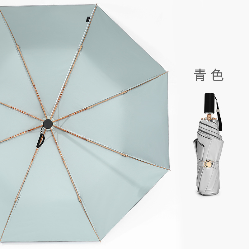 Sombrilla triple plegable de doble capa de plata de titanio, protección solar fuerte, protección UV, sombrilla plegable de doble uso para lluvia y sol, sombrilla de alto valor