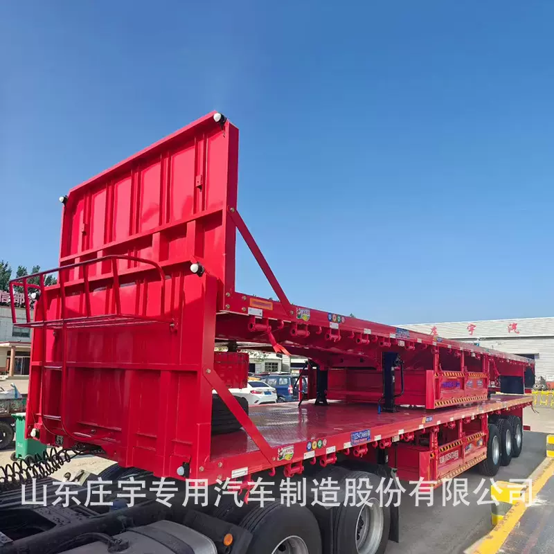 厂家热销大承载运输三轴平板半挂车 出口两轴平板半挂车 平板拖车