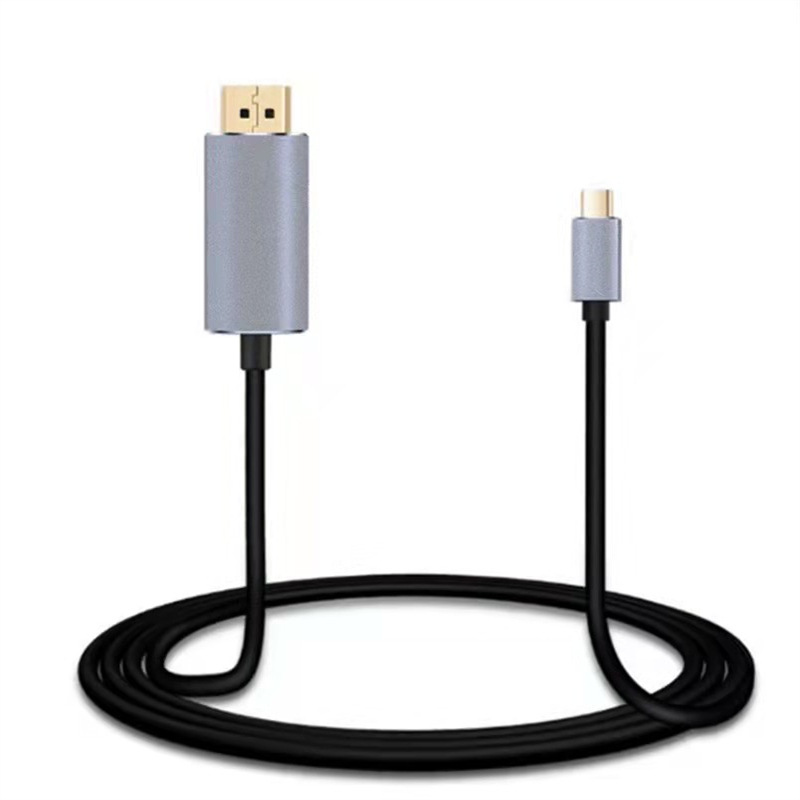 Tipo-C sola vuelta DP DisplayPort 1,8 M 4K @ 60Hz carcasa de aluminio negro HD cable adaptador de vídeo