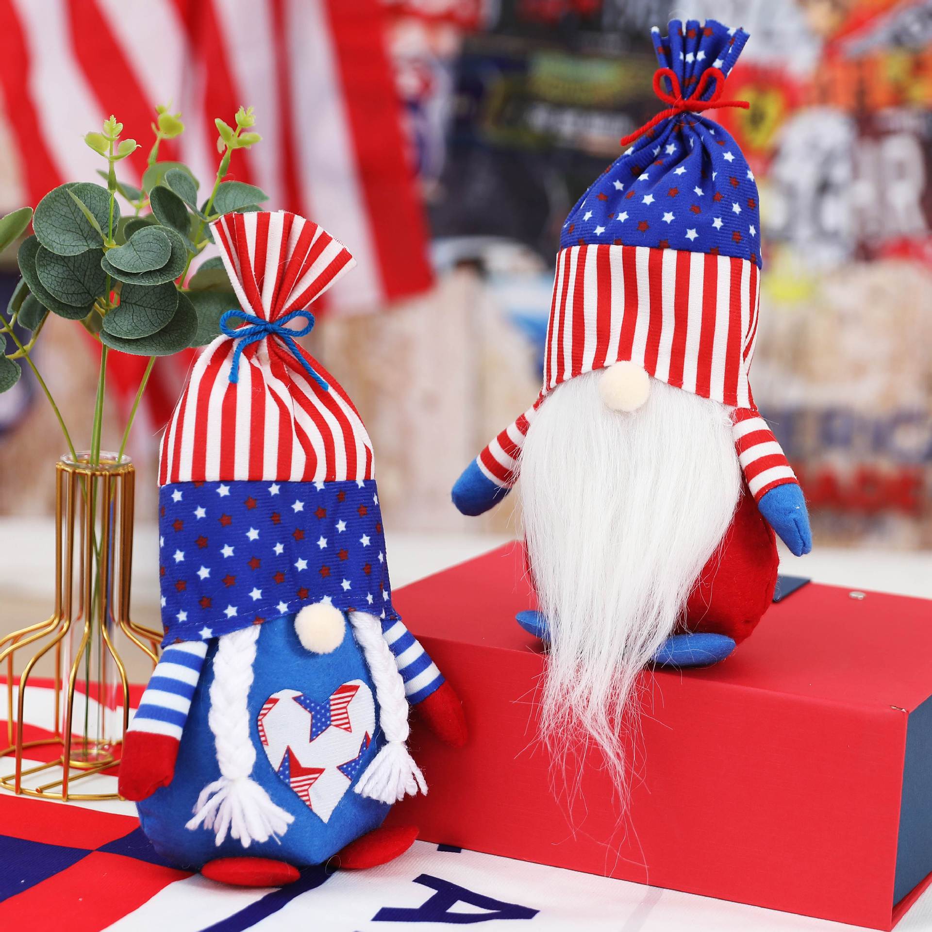 American Independence Day fabric doll cross-border new American clothing couple Rudolph faceless doll decorative ornaments