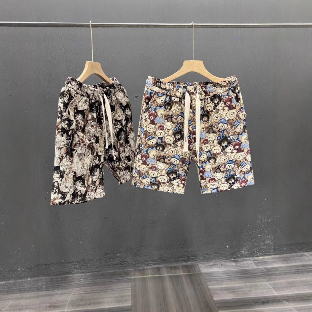 Men's Summer Thin Shorts Casual Sports Loose Fit Beach Pants With Bear Print_viptrois.com