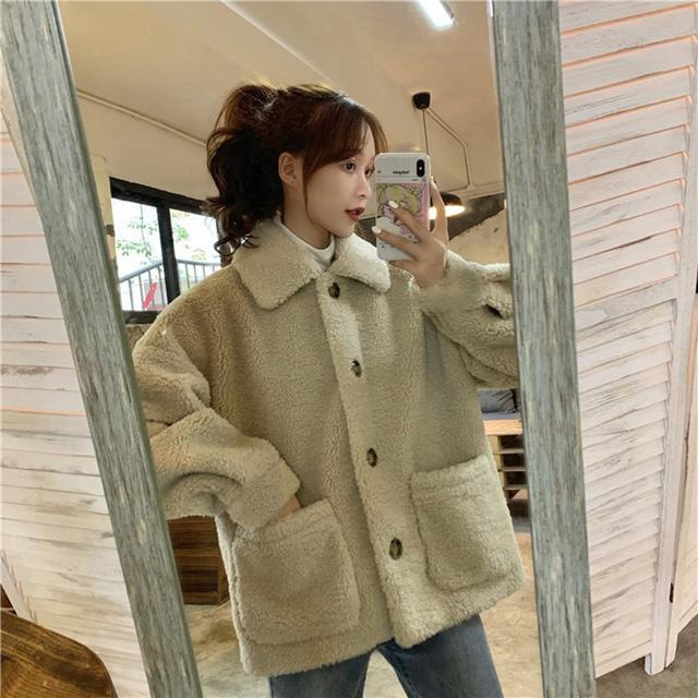 여성 겨울 루즈핏 카라 코트 포켓 긴팔 데일리 아우터