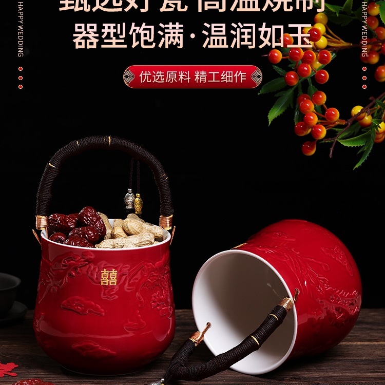 结婚子孙桶一对女方陪嫁妆用品大全娘家婚庆红色喜桶宝桶装饰摆件|undefined