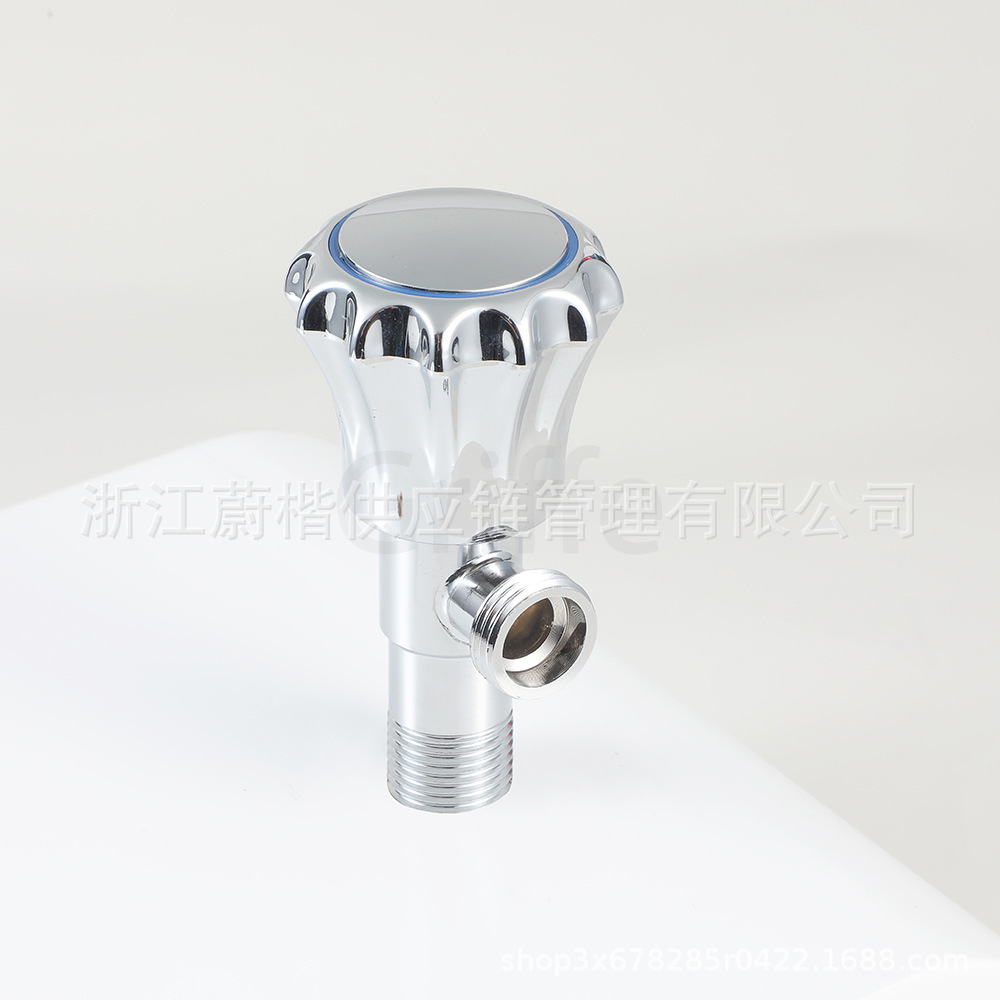 Electroplated stainless steel triangular valve, cold and hot water heater stop valve joint accessory, bathtub special faucet Item Picture
