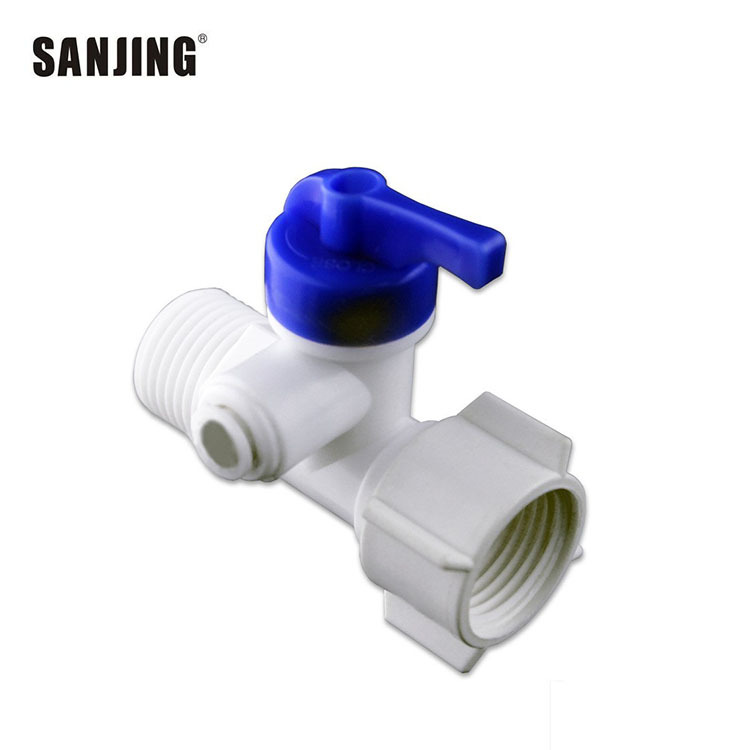 Venta al por mayor 2 Válvula de bola de tres vías de acero de plástico engrosada POM plástico purificador de agua de calidad alimentaria interruptor de entrada de agua