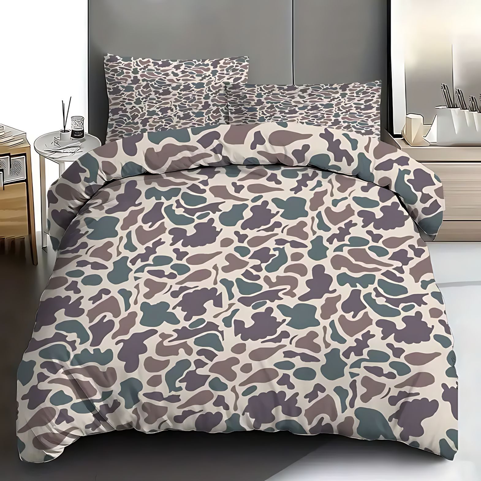 TEMU / JIT nuevo producto transfronterizo serie de camuflaje multicolor 3D impresión digital abrasión quilt set fuente fabricante