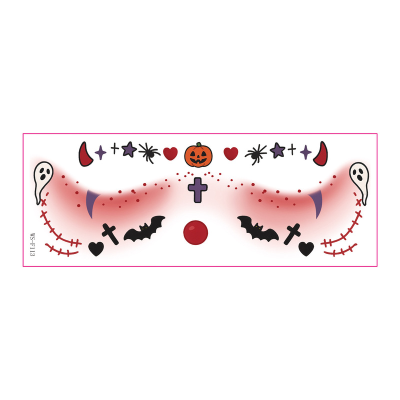 クロスボーダー新しいハロウィンメイクアップフェイスステッカーかわいいゴーストメイクアップタトゥーステッカーパーティーパーティーステッカー防水汗タトゥー|undefined