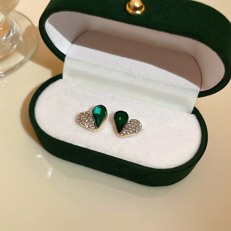 Temperamento de pendientes verdes pendientes ligeros lujosos de alto nivel sensación de pendientes zircon flores joyas geométricas al por mayor fábrica