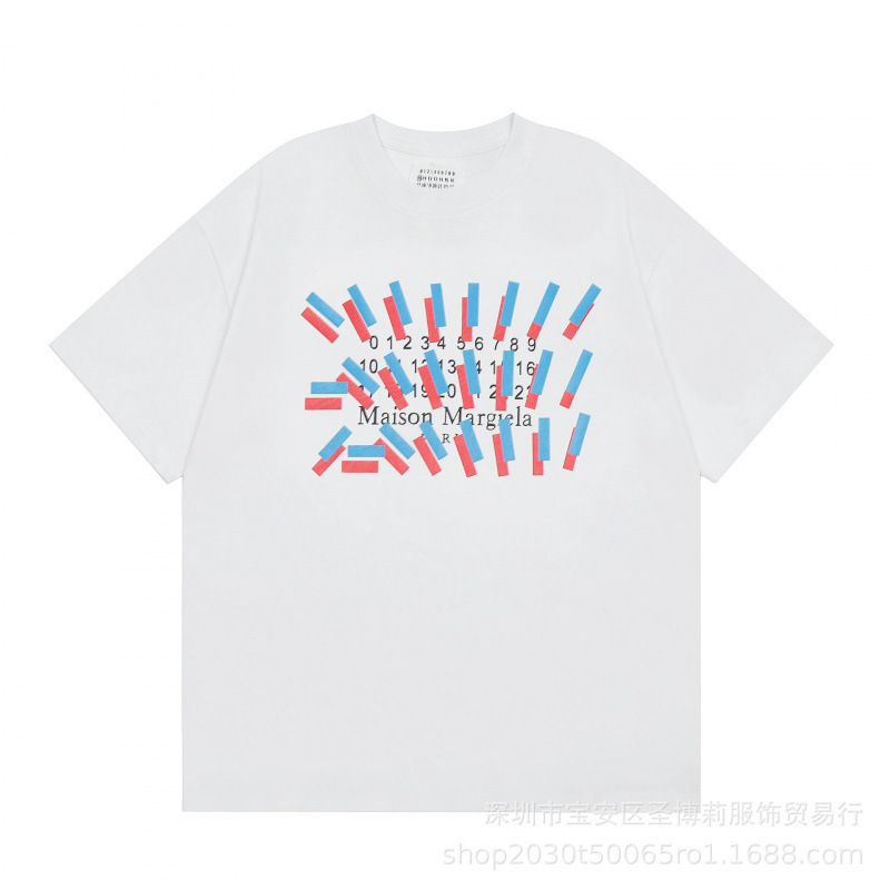 クロスボーダー メゾン マルジェラ マルジェラ デジタル プリント MM6 ピュアコットン 高品質 メンズ Tシャツ レディース 半袖 トレンド|undefined