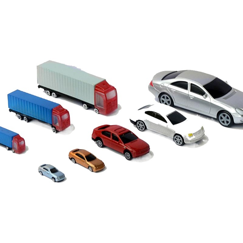Miniatura de coche, camión de contenedores, coche de juguete de plástico simulado, modelo de coche educativo para niños, material de decoración para mesa de arena arquitectónica