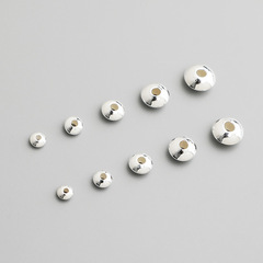 s925純銀飛碟隔珠扁珠DIY手工串珠手鍊項鍊飾品算盤珠散珠配件