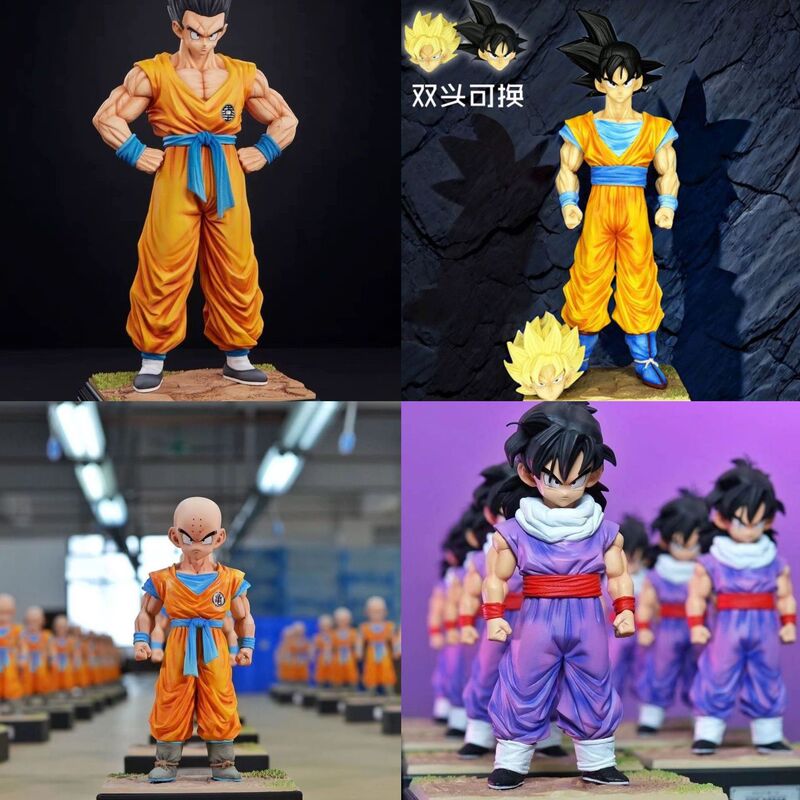 Dragon Ball Warrior Wukong Double Head Carved Elegant Wood Tea Bag Hand-made Model Static Statue Ornaments in stock Wholesale