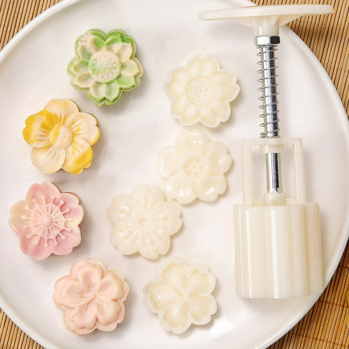 Mooncake mold  new household pressed flower snow skin mooncake snack pastry baking model mung bean cake grinding tool