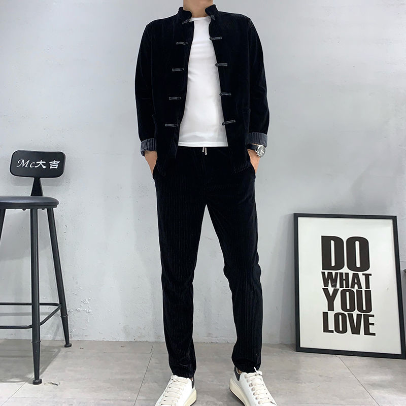 봄 가을 겨울 하이 엔드 탕 세트 한푸 남자 중국 스타일 남자 봄 세트 2024 새로운 남자 완성 세트