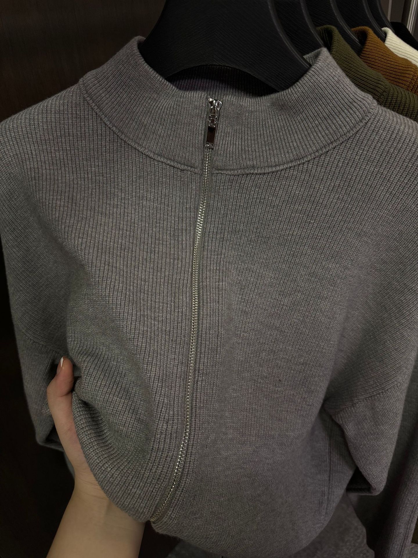 Suéter de hombre con cremallera de punto Cardigan de invierno nuevo cuello de media altura suéter de manga larga de viento perezoso chaqueta