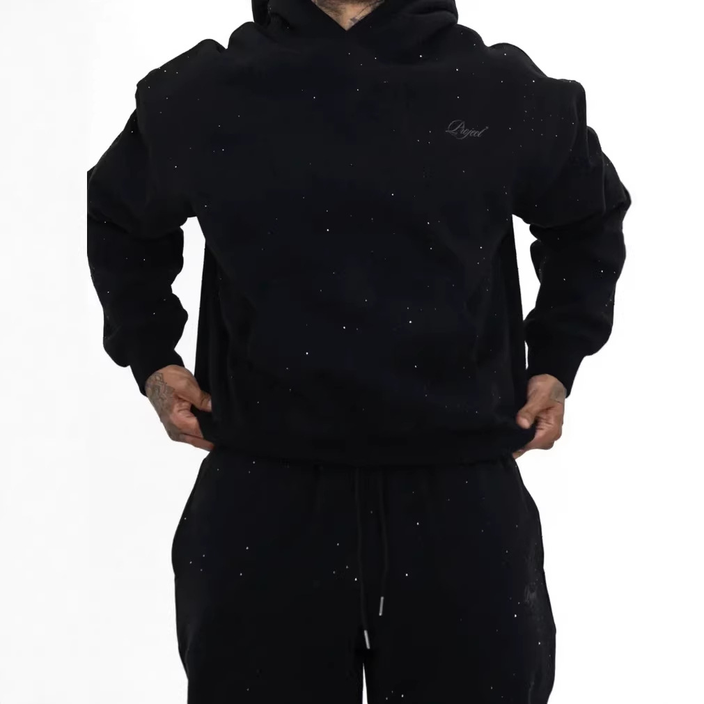 Amazon European and American Cross-Border 2026 Autumn and Winter Starry Rhinestone Casual Trendy Brand Ins Pullover Hooded Sweatshirt Wholesale