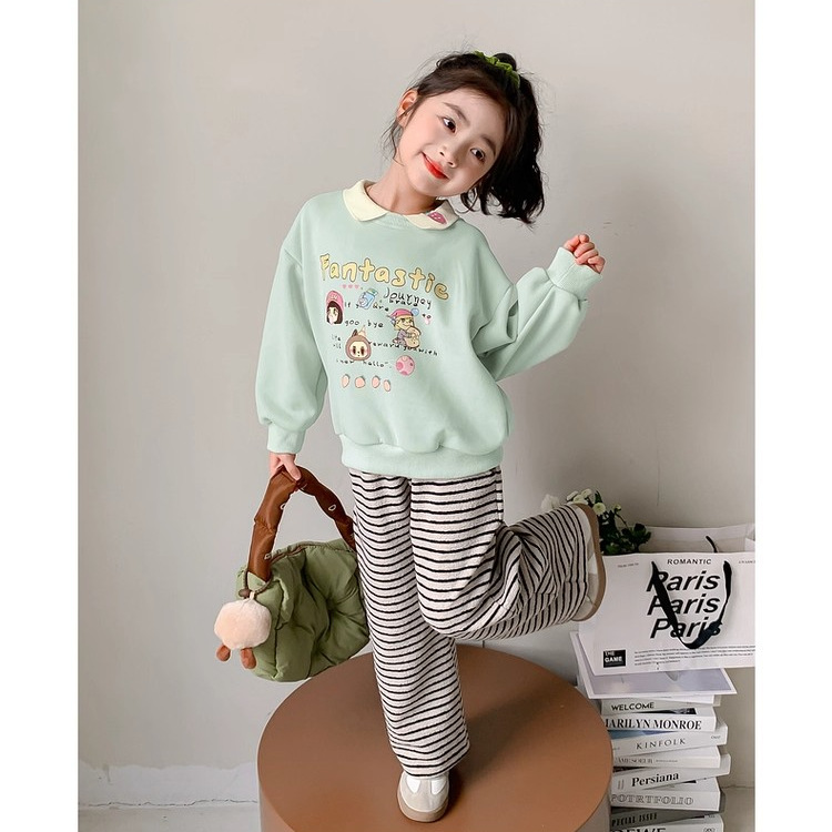 华棉复合牛奶丝女童卫衣春秋款2025新款洋气儿童秋秋季POLO领上衣