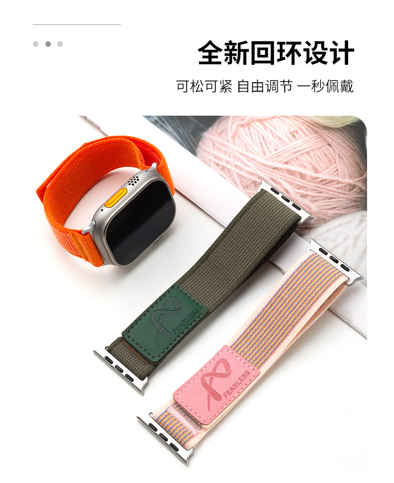 Nylon wild-diameter leather label loop watch strap is suitable for Apple watch series S6789Ultr undefined