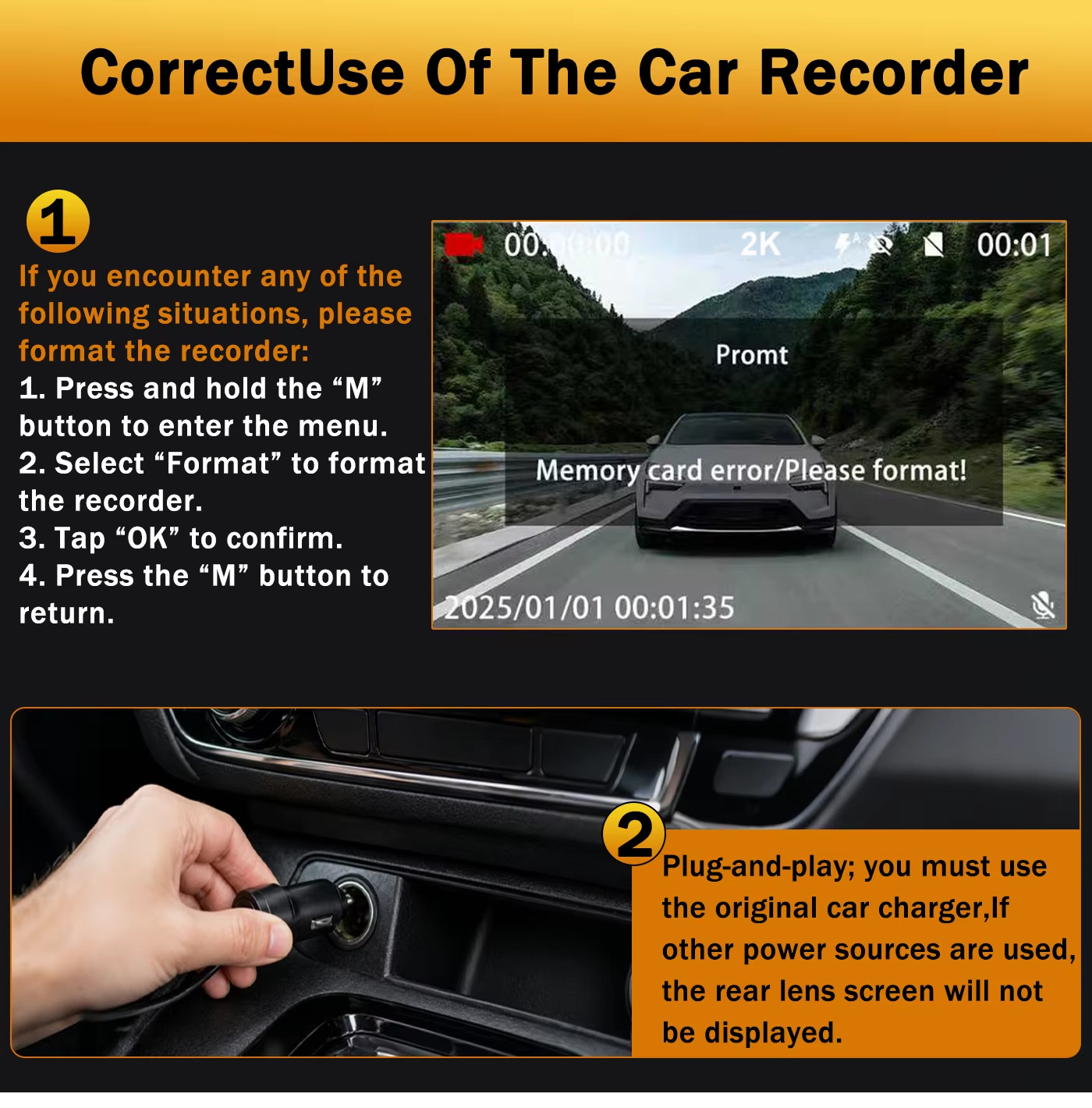 Cross-border five-lens dashcam with high-definition 2K wide-angle night vision, WiFi, front and rear in-car recording device