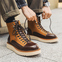 马丁靴男款2024秋季高帮皮鞋高级感靴子厚底男鞋英伦风真皮工装靴
