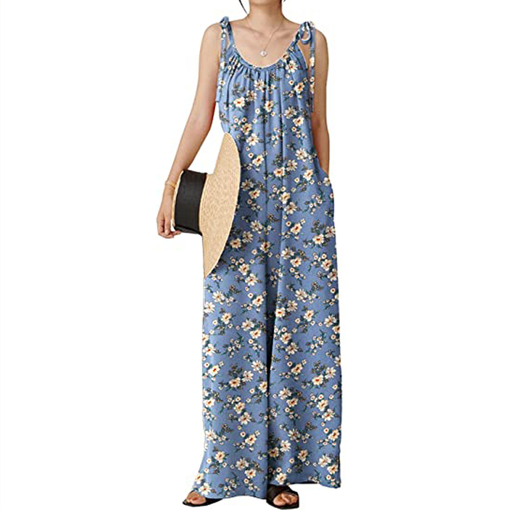 Summer Women Clothing Printed Sling Loose Casual Jumpsuit