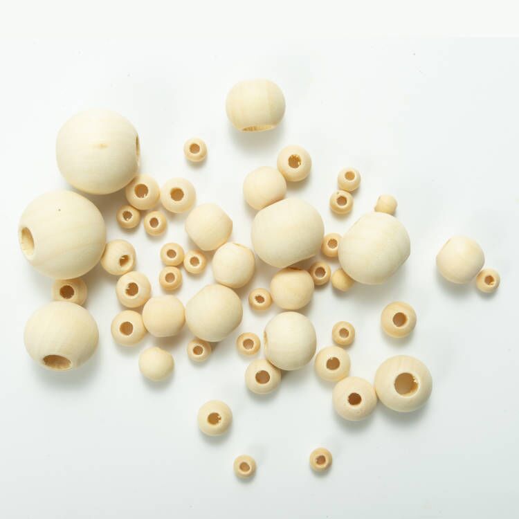 Large-Hole Wooden Beads and Camphor Wood Round Beads - Loose Beads with Hemp Rope Tassels for DIY Accessories