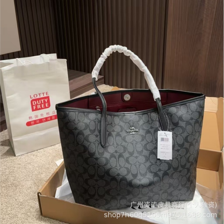 蔻家2025新款City33托特包经典老花磁扣大容量购物袋手提单肩女包