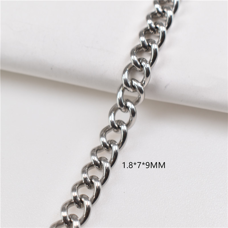 Botones de ocho caracteres, tiras de cadena DIY decoradas con vallas publicitarias de cadena retorcida de acero inoxidable, cadenas colgantes, jeans, ropa colgante, cadenas metálicas