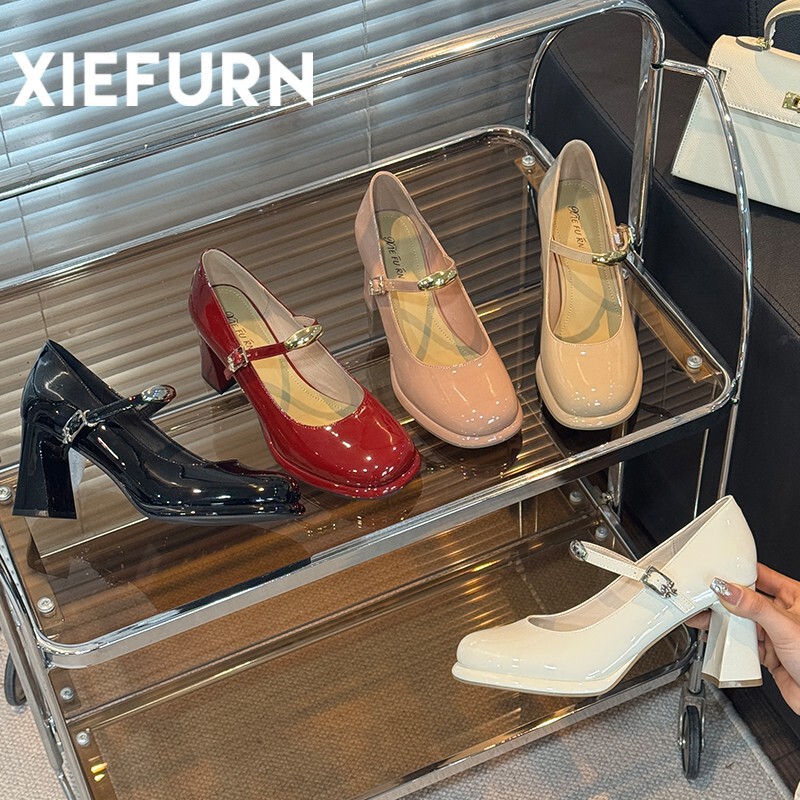 Fashionable Versatile Commuter Mary Jane High Heels 2026 New Style Single Strap Chunky Heel Women's Shoes Elegant Chunky Heel Design