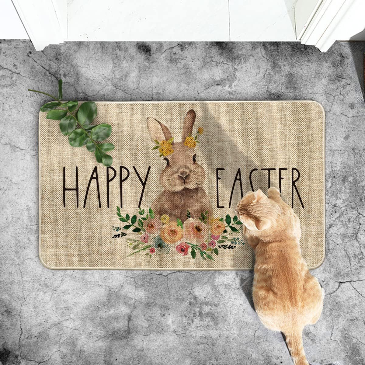 Transfronterizo de Amazon conejo de Pascua alfombra de piso decorativa Flor de camión alfombra de puerta de interior y exterior alfombra de pie de pasillo al por mayor