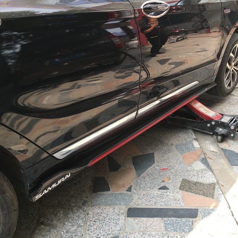 Car Modification Side Skirt Trim Two-Section Blade-Style Body Anti-Collision Side Skirts Door Edge Strips Full Surround Small Surround Carbon Pattern