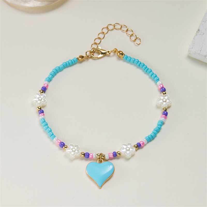 8g Weight Anklet Classification 1 Piece Quantity Holiday, Beach Occasion Seed Bead Material Heart Shape Pattern All Seasons Season Women's Gender Simple Style, Classic Style Style Wholesale Jewelry Simple Style Classic Style Heart Shape Seed Bead Anklet 17