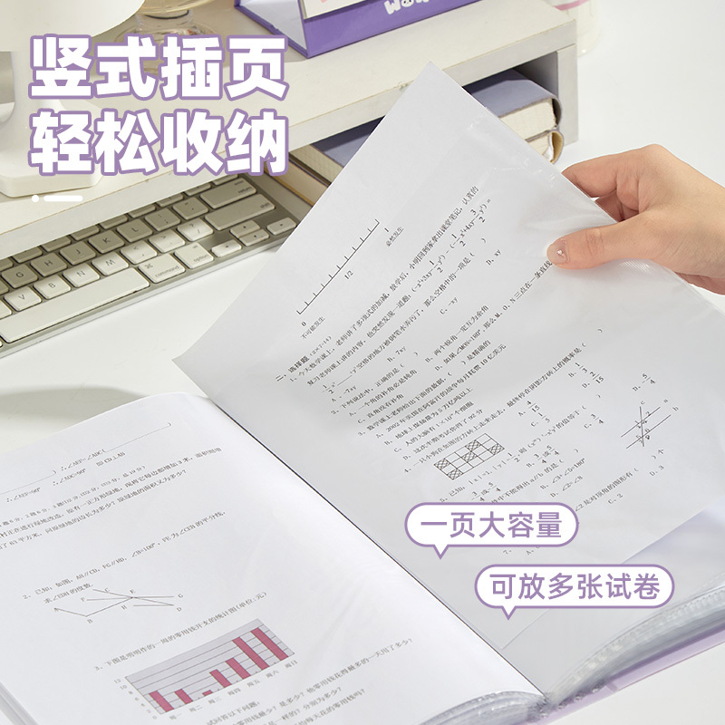 跨境贴标资料册实色插页页料册初中高中小学生专用A4大容量文件夹|undefined