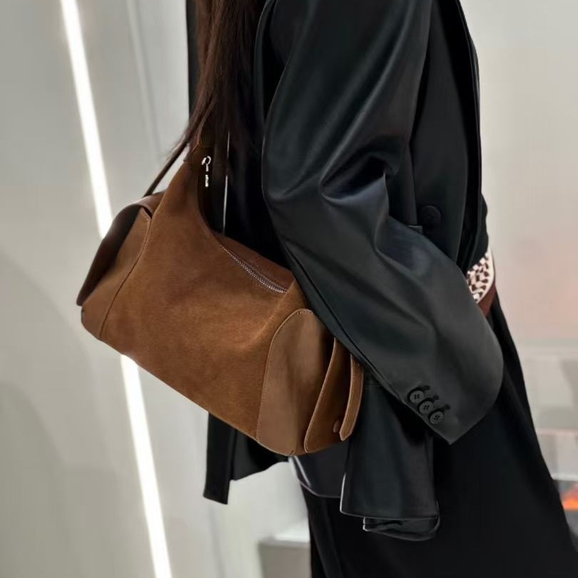 头层磨砂牛皮逍遥吐司包休闲复古斜挎包真皮女包大容量单肩腋下包