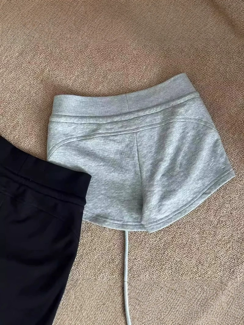 Спортивные шорты (TikTok) облегающие средней посадки хлопковые летние leisure, эластичный шнурок на талии