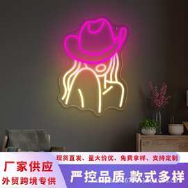亚马逊LED霓虹灯装饰氛围灯酒吧牛仔发光字母灯店铺招牌灯cowboy