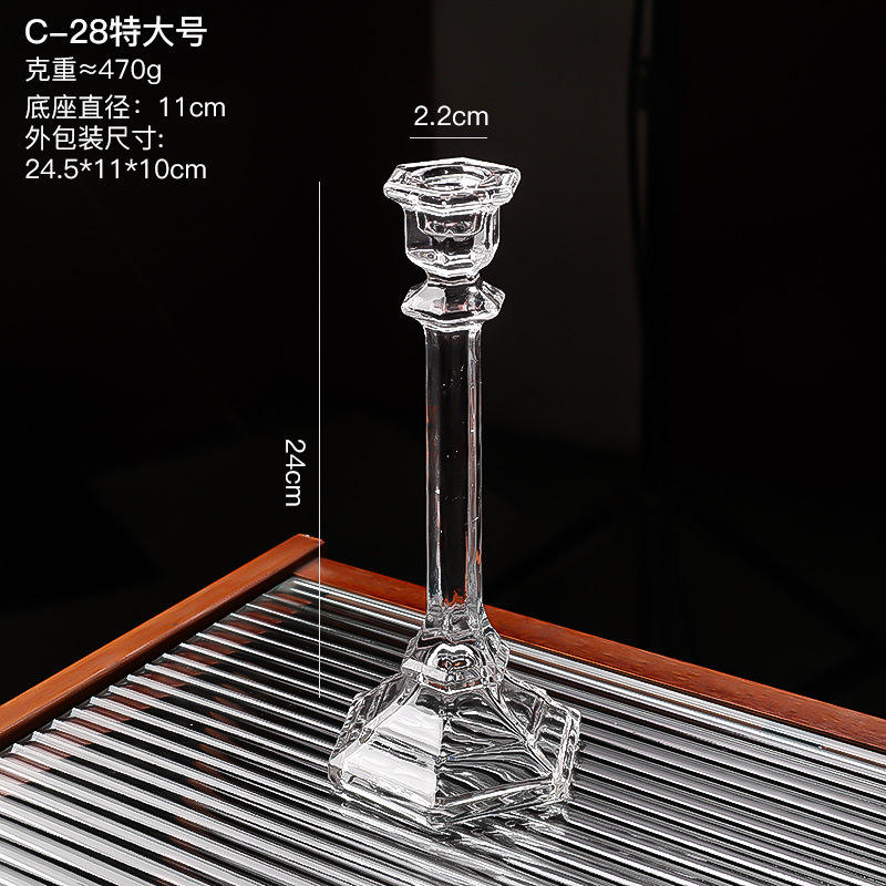 ヨーロッパ式現代シンプルins風透明ガラス燭台置物家庭装飾品テーブルリビング玄関装飾|undefined