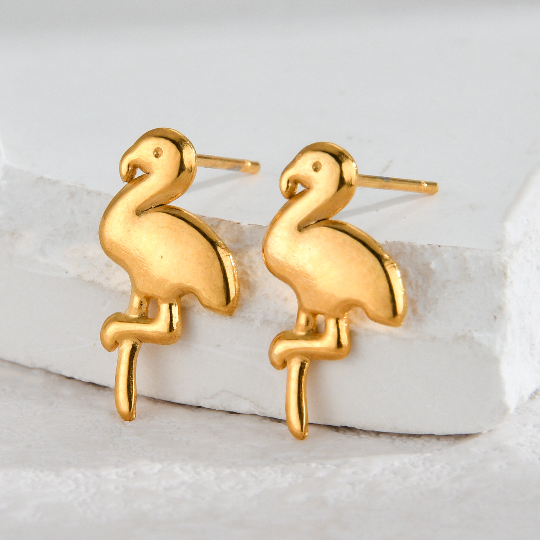 Cute Style Plating, Inlay Craft 1 Pair Cute Animal Owl Bee Plating Inlay Titanium Steel Zircon 18K Gold Plated Ear Studs