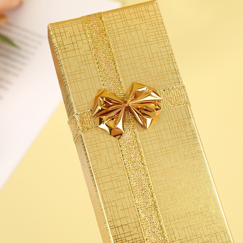 Fábrica directa nueva caja de embalaje de joyería rectangular de dos colores, collar de joyería, cinta de color, caja de regalo al por mayor