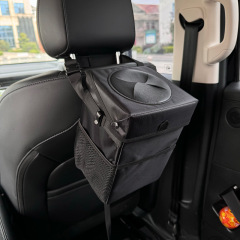 こぼれ防止カバー付きアップグレードされた車用ゴミ箱、車のシートバックゴミ袋、折りたたみ式防水車用ゴミ箱