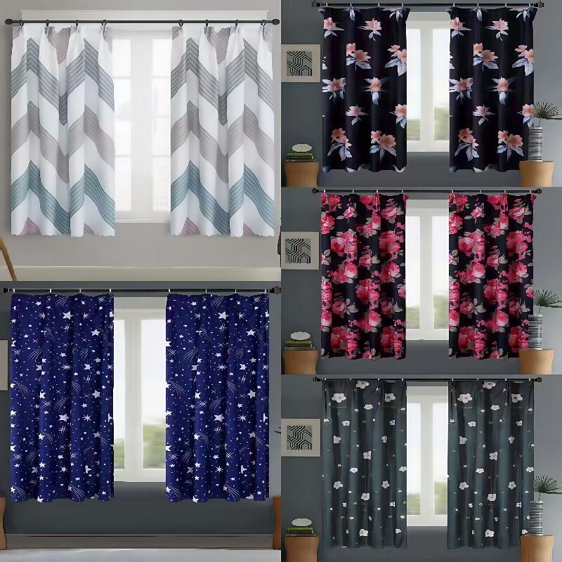 Wholesale of Foreign Trade Cross-Border Curtains, No-Drill Modern Simple Sunshade Curtains, Special Price for Bedroom and Living Room, Printed Blackout Finished Products