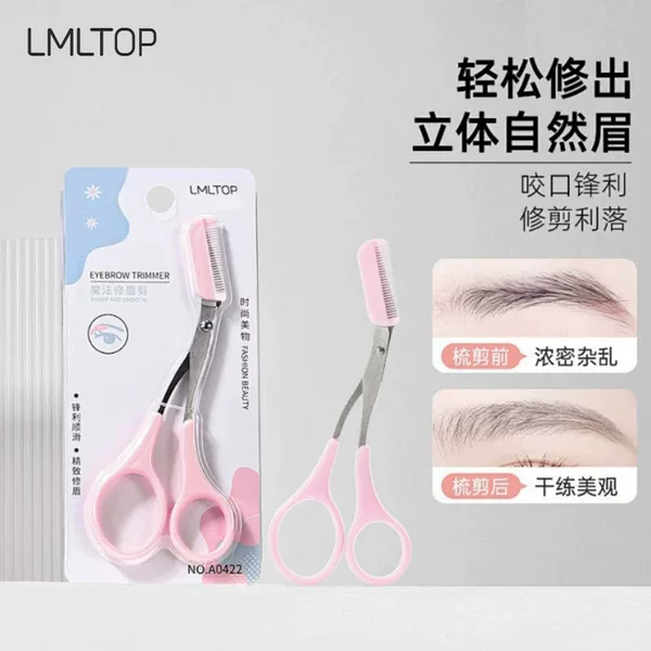 Lmltop Eyebrow Trimming Scissors with Comb, Stainless Steel Beauty Scissors, Makeup Tools Wholesale Customization A0422