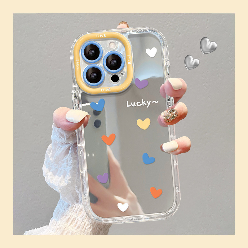 For Apple 15 Mobile Phone Case iphone14 Simple Color Love 13pro Mirror Drop-resistant 7/8 Lens All-inclusive For Apple 15 Mobile Phone Case iphone14 Simple Color Love 13pro Mirror Drop-resistant 7/8 Lens All-inclusive