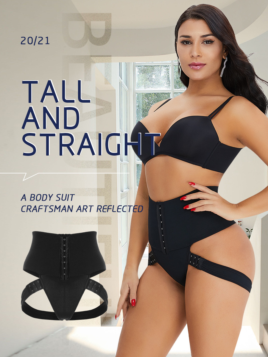 TOPMELONbutt lifter mid-rise waist-cinch adjustable buckle lifter butt cheek shorts A288