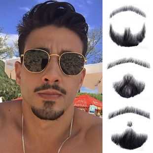 New breathable invisible film hand-woven Beard Beard film props real hair simulation Beard Beard in stock
