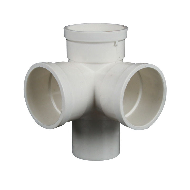 PVC estándar nacional cuello tridimensional de cuatro vías accesorios de enchufe de cuatro vías 50 75 110 accesorios de cuello inferior